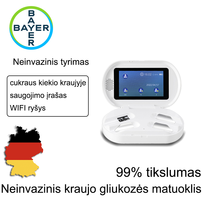 Neinvazinis cukraus kiekis kraujyje + atminties kortelė + WIFI ryšys